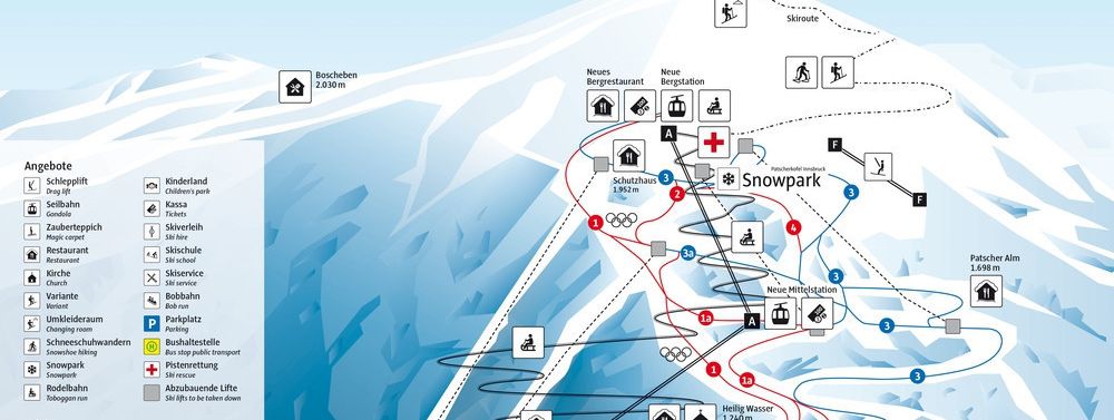 Der neue Pistenplan des Skigebiets Patscherkofel