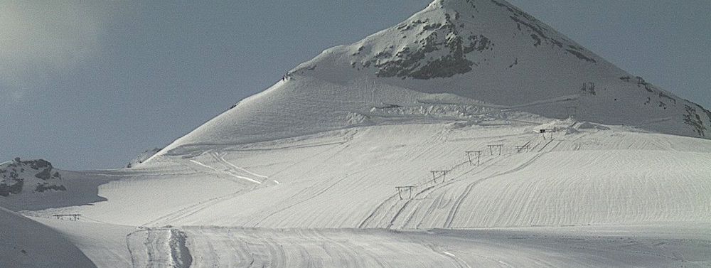 Blick aus der Webcam auf die Gletscherpisten (6. Juni 2019)