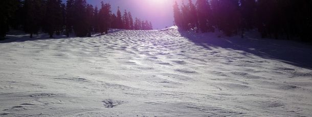View of the black run Waterfall.