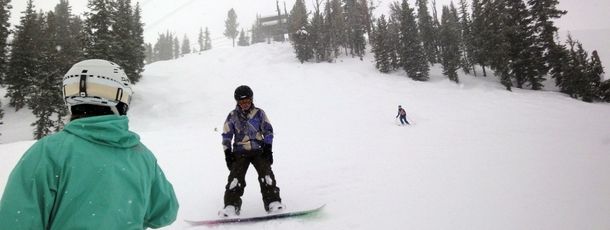 The ungroomed slopes are popular among skiers and snowboarders alike.