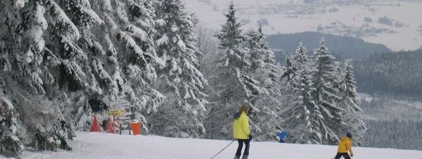 Nachdem im Geissleinpark fleißig geübt wurde, können sich die kleinen Skianfänger auch an die blau markierten Pisten wagen