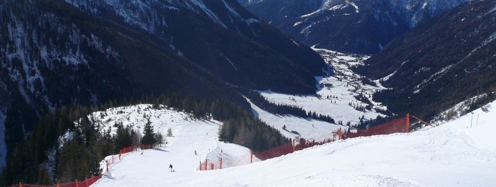 Beginn der anspruchsvollen Talabfahrt (Nr.2).