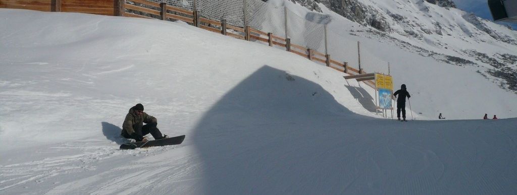 Beim Verzurren der Bindung an der Ganghofer-Blitz Bergstation!