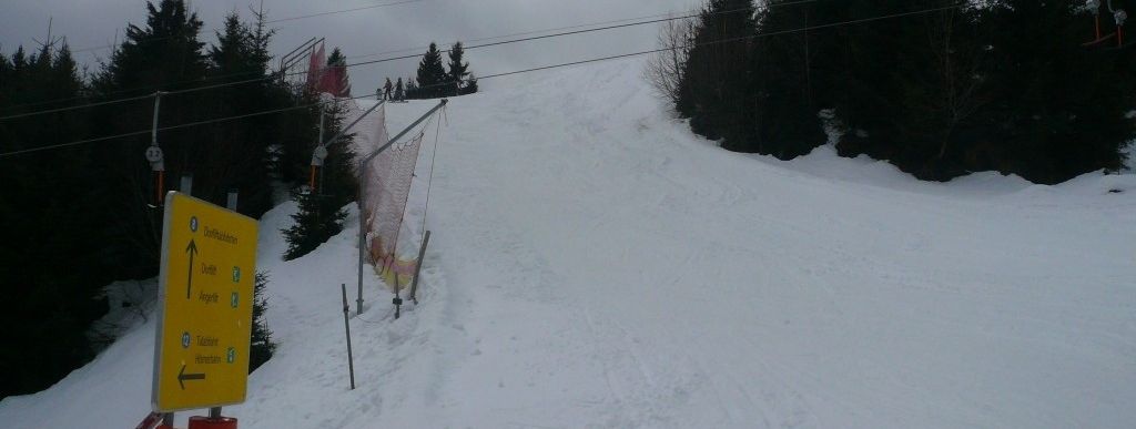 Talabfahrt (12) an der Bergstation Dorflift (D)!