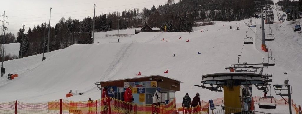 Slalom Parcours in der WM-Arena.
