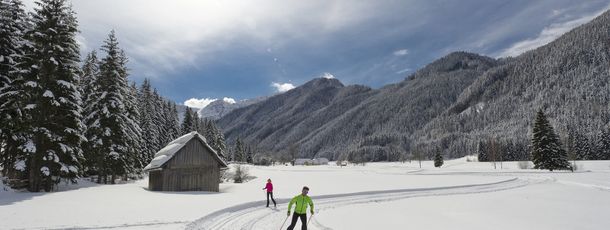 Langlaufen im Naturschutzgebiet Bodental ist aufgrund der schönen Landschaft ein besonderes Vergnügen.