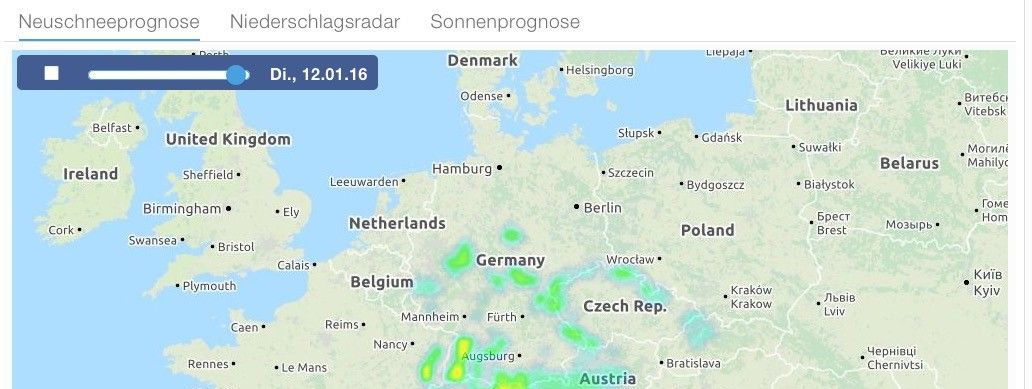 Die Karte auf der Startseite verschafft euch einen guten Überblick über das aktuelle Wetter
