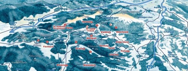 Regionsübersicht mit allen Ski (S) und Loipen (L) gebieten!