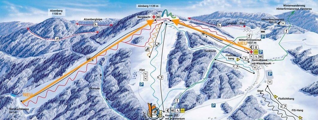 Die beiden neuen Sesselbahnen führen von zwei Seiten auf den Almberg.