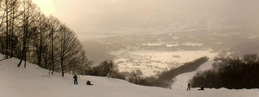Aussicht von der Paradise Abfahrt ins Tal.