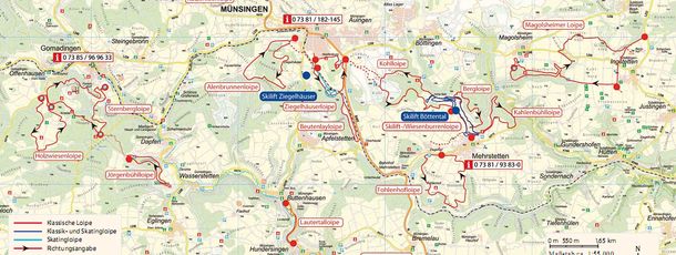 Detaillierte Infos zum Langlauf und den Loipen im Langlaufgebiet Münsingen Dottingen
