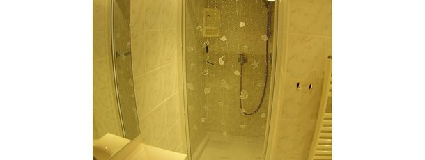 Das Bad in der Ferienwohnung ist mit einer Dusche ausgestattet