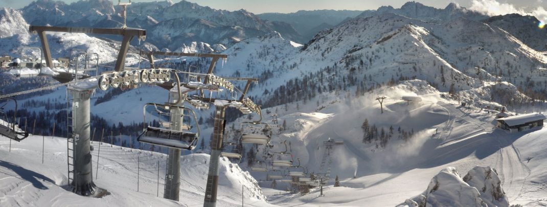 Toller Panoramablick vom Gartnerkofel auf das Skigebiet. (Webcambild vom 28.11.)