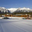 Enjoy the breathtaking scenery behind the Lake Louise base station.