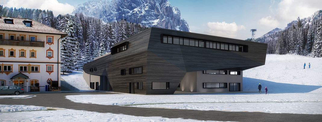 So wird die neue Talstation der Gondelbahn 'Piz Seteur' aussehen.