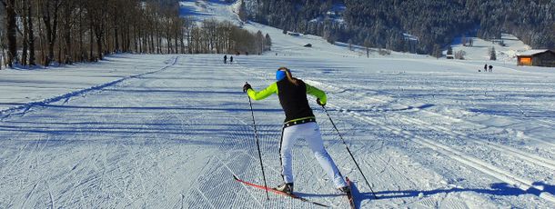 Das ausgedehnte Loipennetz beginnt direkt hinter´m Haus!