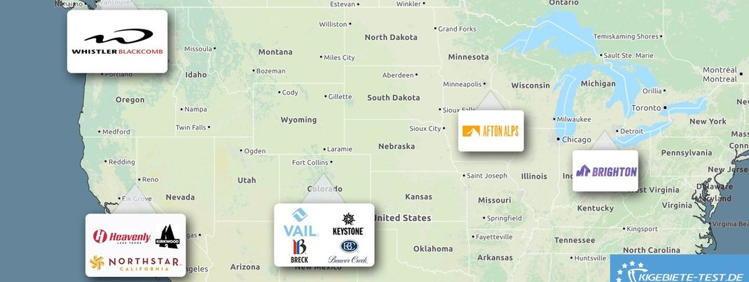 Die nordamerikanischen Skigebiete der Vail Resorts.