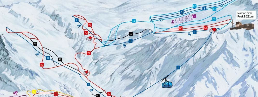 Die Gletscherbahn bringt Wintersportler von der Talstation Kurzras zur Bergstation Grawand.