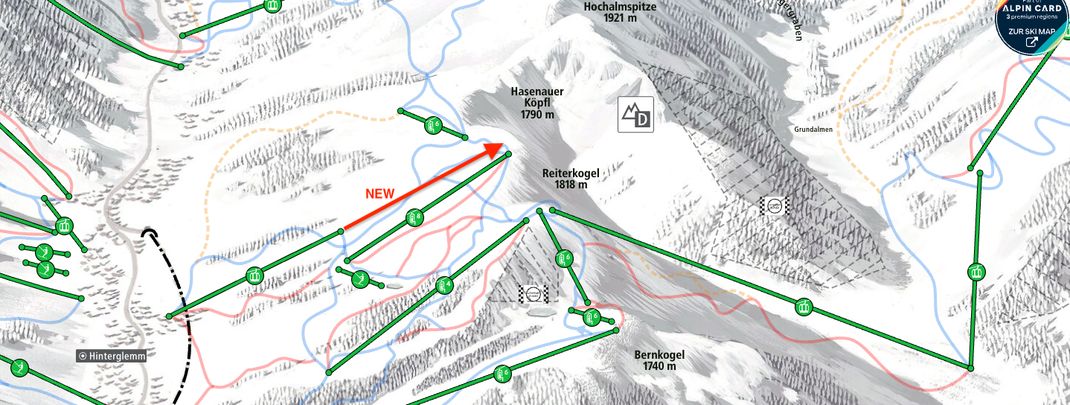 The newly built D1 Reiterkogel gondola impresses above all with its second section, which allows for a direct ride all the way to the summit.