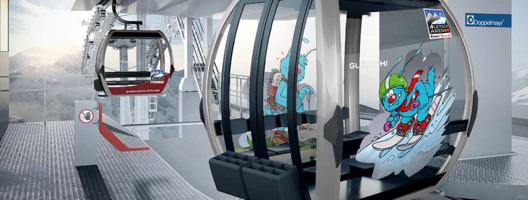 Visualisierung der neuen Gondeln auf die Fiescheralp