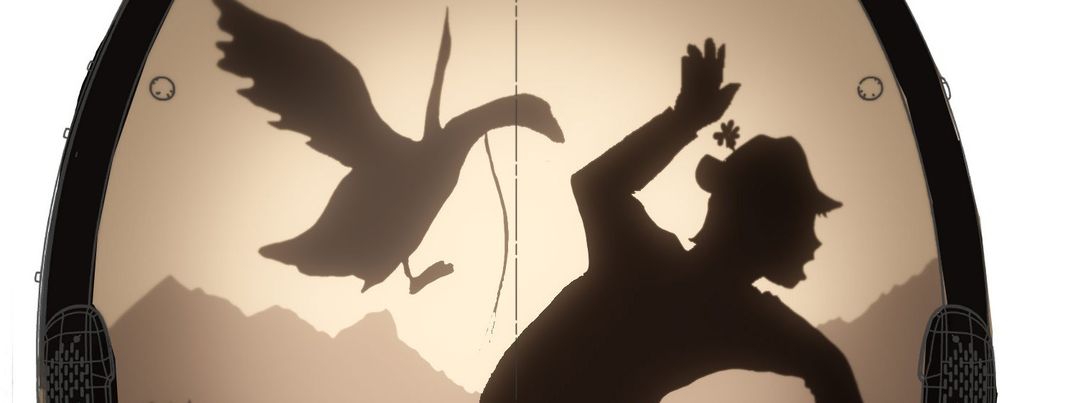 Jede zweite Gondel wird mit einem Auszug aus dem Märchen "Hans im Glück" beklebt.