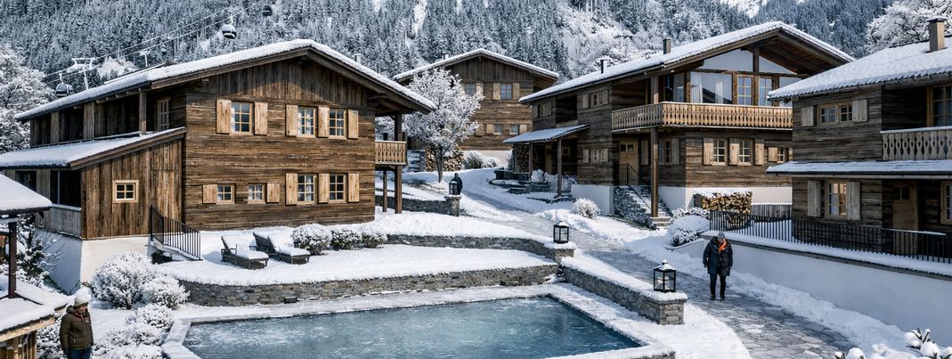 Winter im Bergdorf Vermala Gut im Montafon, Österreich