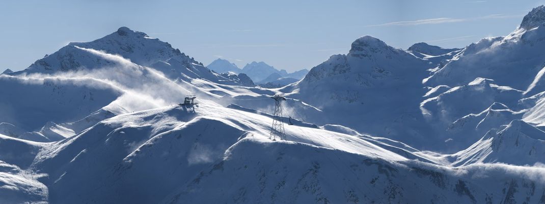 Blick auf den neuen Freeride Hotspot am Piz Val Gronda