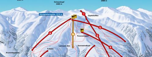 Die neue Larmach-Sesselbahn ist gelb im Pistenplan eingezeichnet.