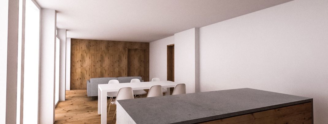 Küche und Wohnraum Appt. Rüfikopf für 4 Personen