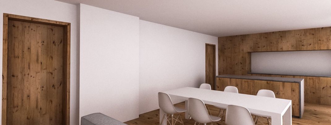 Küche und Wohnraum Appartement Rüfikopf für 4 Personen