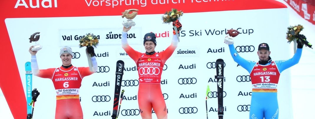 Sieg für Marco Odermatt vor Franjo von Allmen und Dominik Paris.