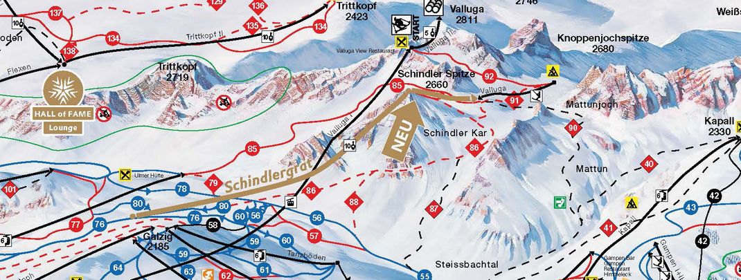 Die neue Bahn führt bis zum Ausstieg des Valluga Schlepplifts
