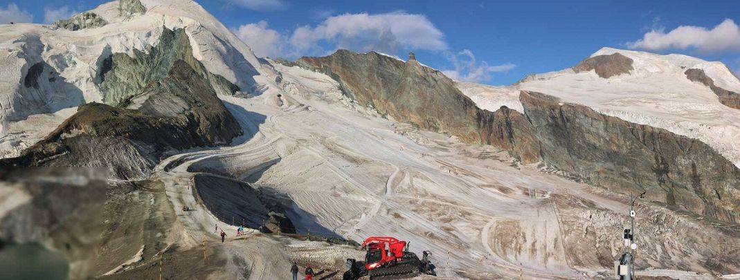 The warm summer has also taken its toll on the glacier in Saas-Fee. Ski operations there have also been reduced to morning-only.
