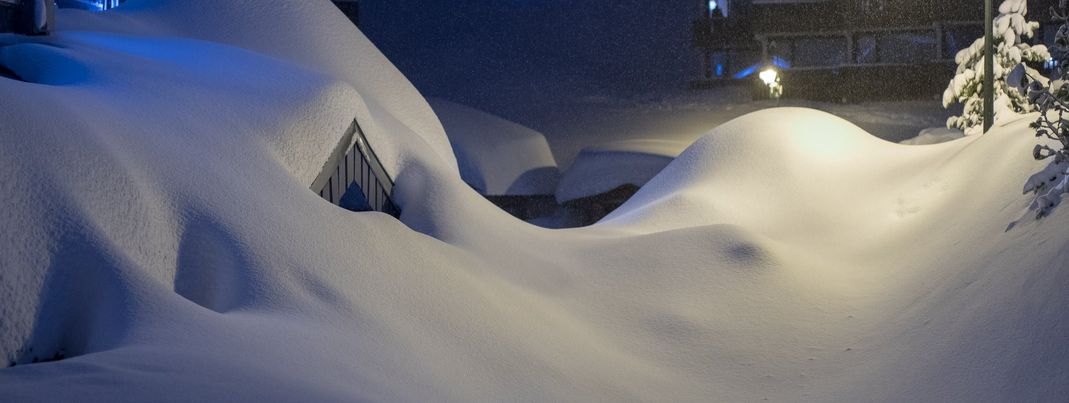 Teile von Val Thorens in den französischen Alpen sind im Januar 2018 komplett im Schnee versunken.