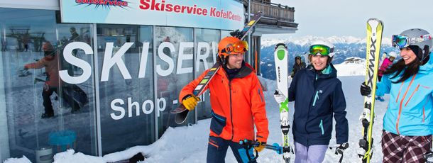 The ski service in the Kofelcenter is located directly at the top station of the Millennium Express.