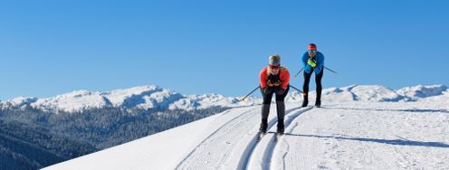 Die Langlauf-Tour Nordic Plus ist ein Highlight für passionierte Langläufer und bietet traumhafte Ausblicke, wie beispielsweise hier im Heutal.
