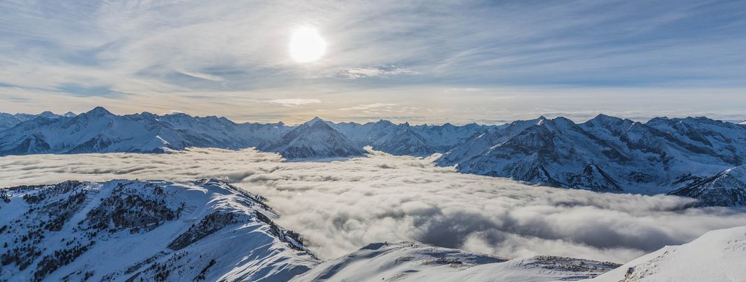 Einen Postkartenaussicht hast du von der Bergstation der 150er Tux.