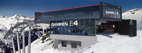 Westansicht der neuen Bergstation Gampen E4