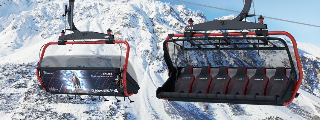 Auf der Rückseite der Sessel sind die Tiere der alpinen Bergwelt verewigt.