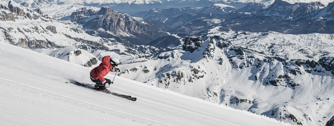 Perfect for athletic skiers: Red slopes dominate the Belvedere-Col Rodella ski area.