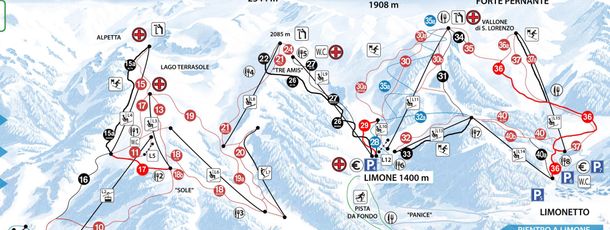 Pistenplan Riserva Bianca Limone Piemonte