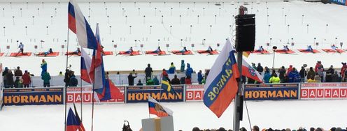Russische Flaggen sieht man bei den Biathlon-Weltcups zahlreich.