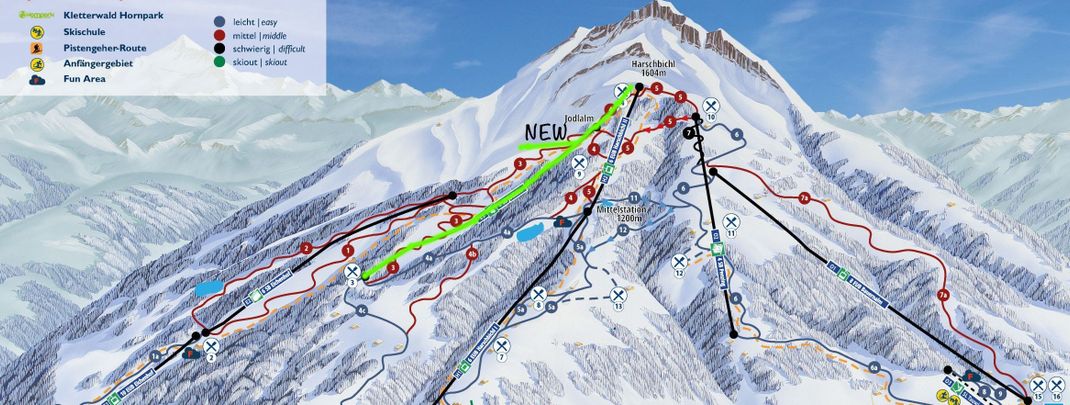 Die neue Jodlalmbahn wird deutlich länger und führt hoch bis zur Bergstation am Harschbichl.