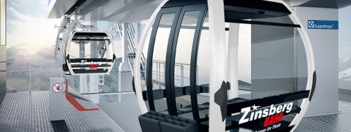 In den Panoramagondeln der Zinsbergbahn haben 10 Personen Platz.