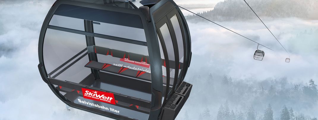 10 Minuten dauert die Fahrt mit der neuen 10er Gondel in der SkiWelt Itter.