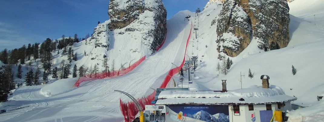 Die Schneebedingungen wären aktuell perfekt auf der Weltcupstrecke in Cortina d'Ampezzo.