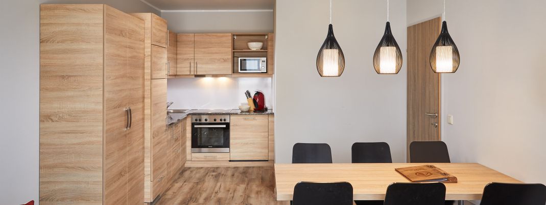 Apartement - Alpenwohnen.L - Muster Wohn-Essbereich