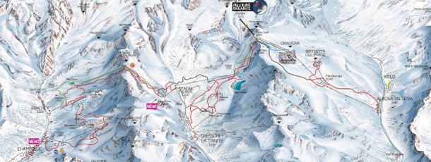 Pistenplan Monterosa Ski: Champoluc-Frachey, Gressoney-La-Trinité, Alagna Valsesia