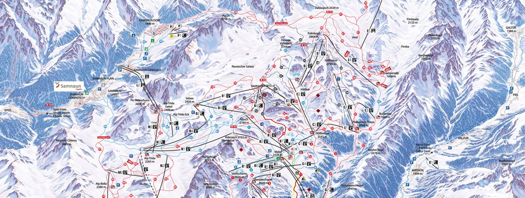 Pistenplan Silvretta Arena 2018/2019