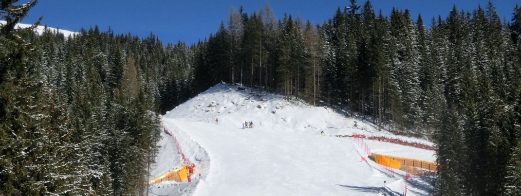 Der letzte Abschnitt der Abfahrt Drei Zinnen
